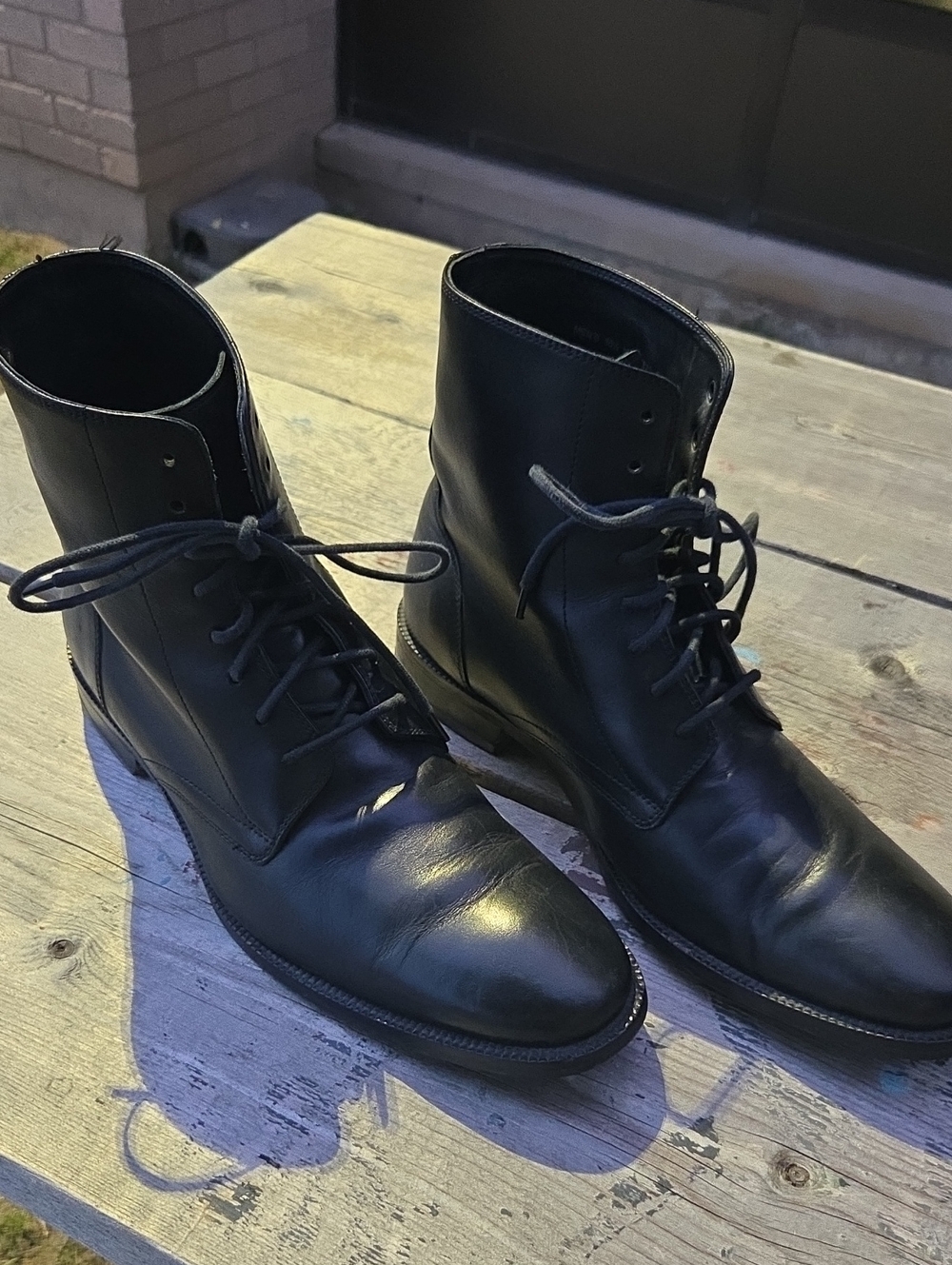 Cole Haan Black Leather Lace-Up Dress Boots